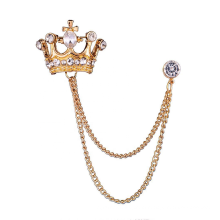 Custom gold plated Chain rhinestone fashion luxury brooch